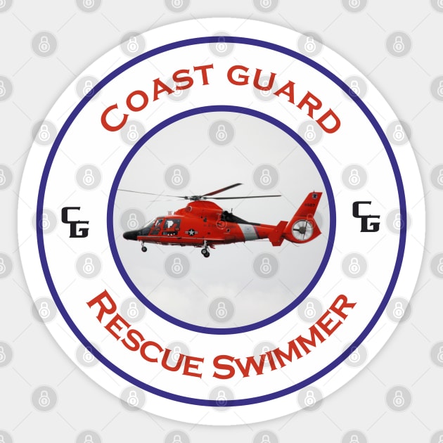 Rescue Swimmer -  US Coast Guard Search and Rescue Helicopter - Dolphin Sticker by AJ techDesigns